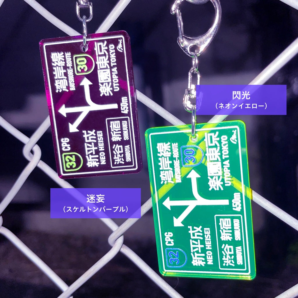 Nighttime Expressway Sign Keychain