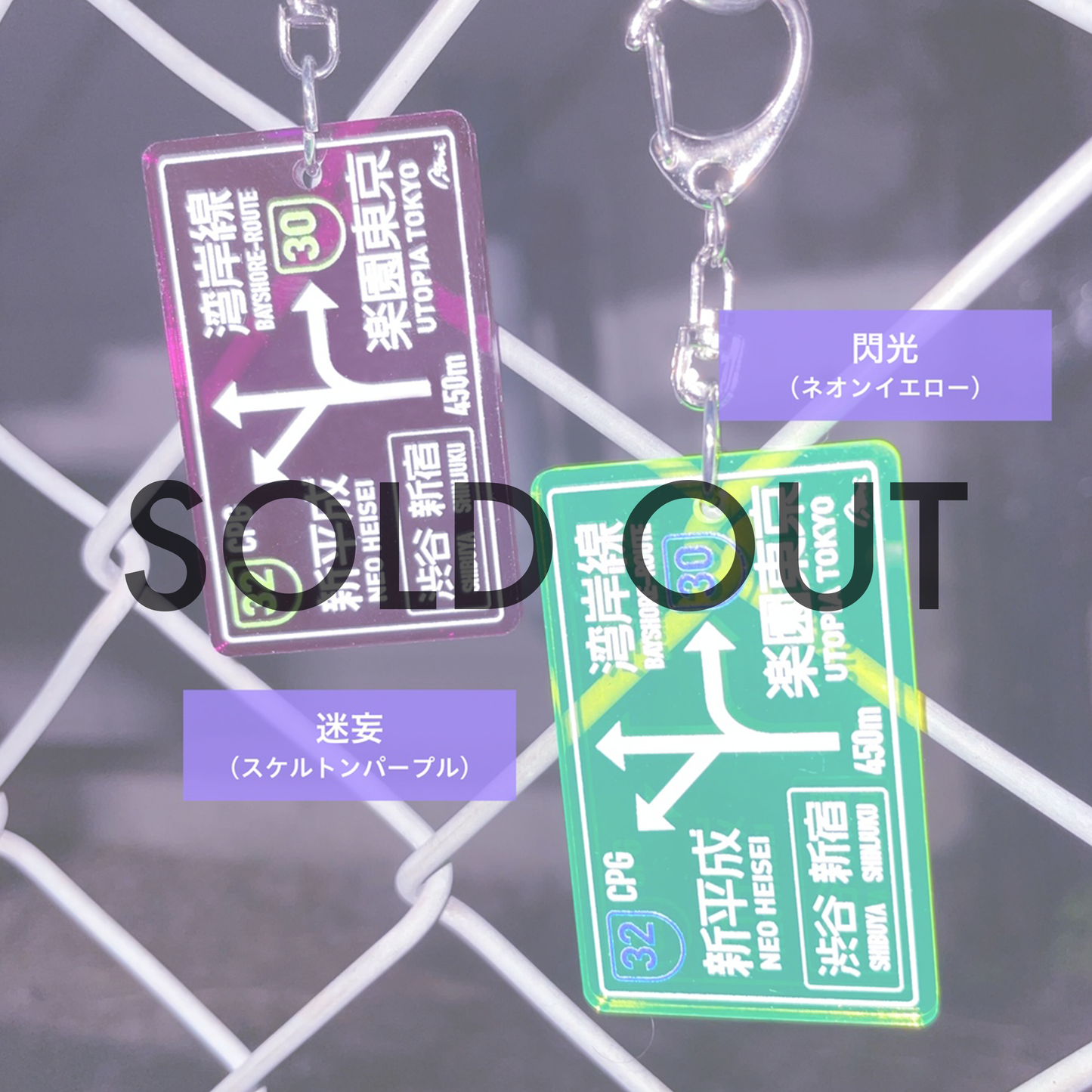 Nighttime Expressway Sign Keychain